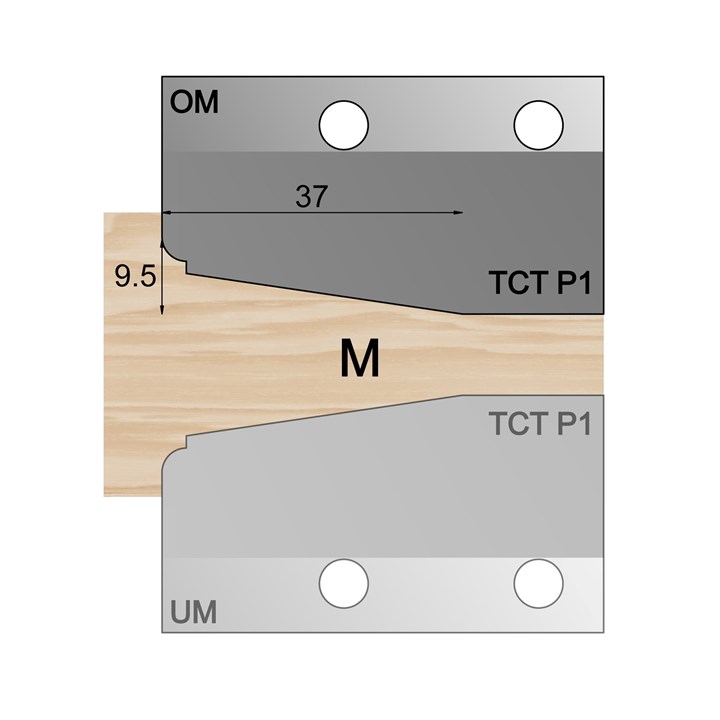 OM - Over-wood 37 x 9.5mm Bevel Panel Cutter in TCT