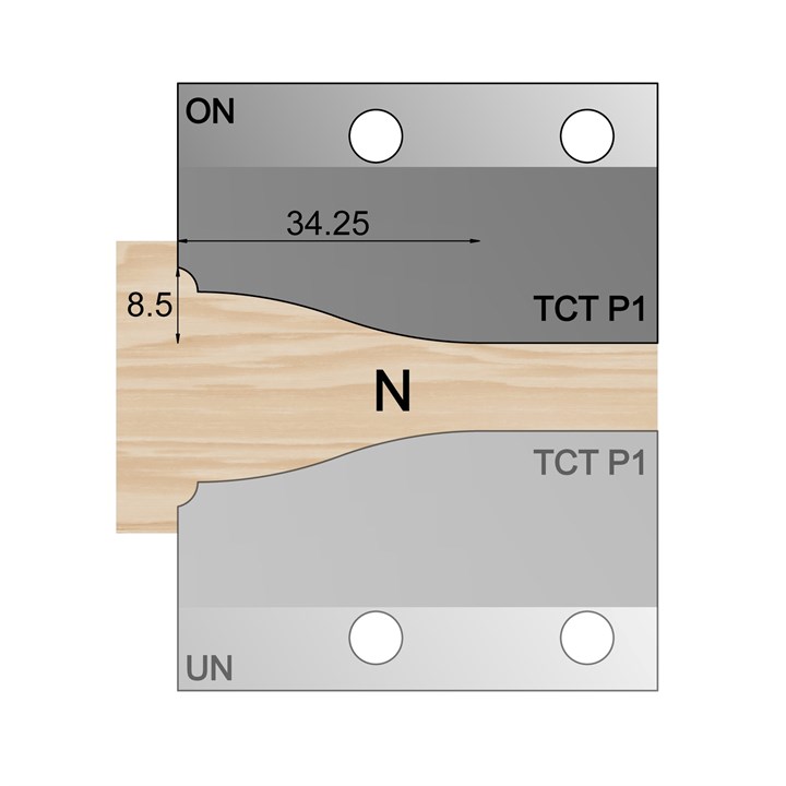 ON - Over-wood 34.5 x 8.5mm Lambs Tongue Panel Cutter in TCT