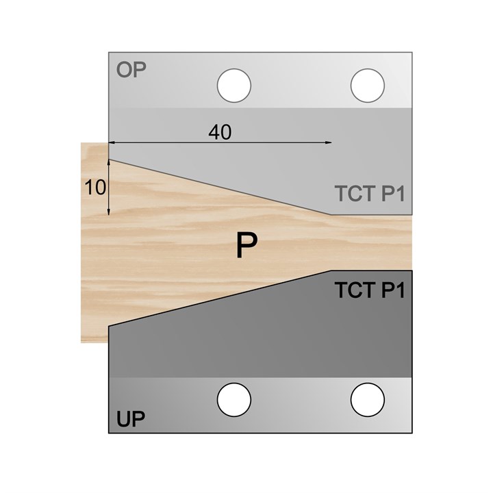 UP - Under-wood 40 x 10mm Bevel Panel Cutter in TCT