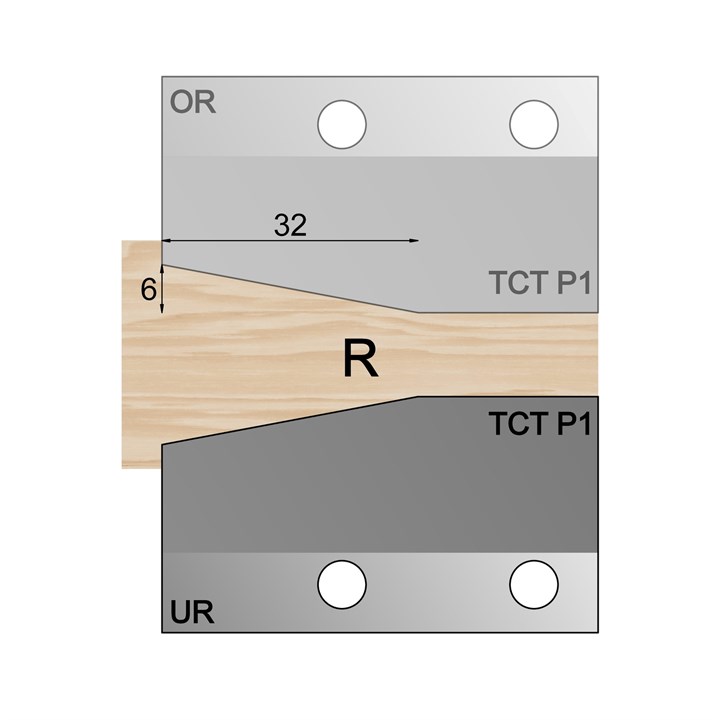 UR - Under-wood 32 x 6mm Panel Cutter in TCT