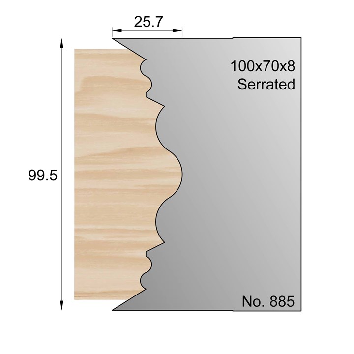 99.5 x 25.7mm Serrated Profile Cutter in HSS - 885