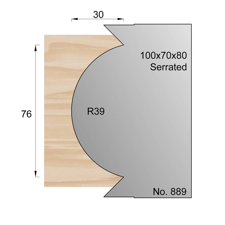 76 x 30mm (R39) Serrated Profile Cutter in HSS - 889