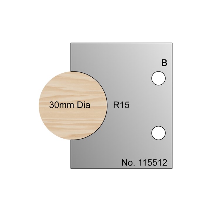 30mm Dia (R15) Dowel Profile Cutter in HSS - 115512