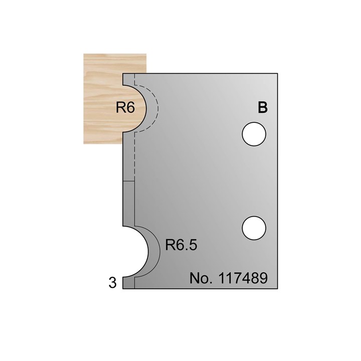 12mm & 13mm Dia (R6 & R6.5) w/ 3mm Quirk Cockbead Profile Cutter - 117489