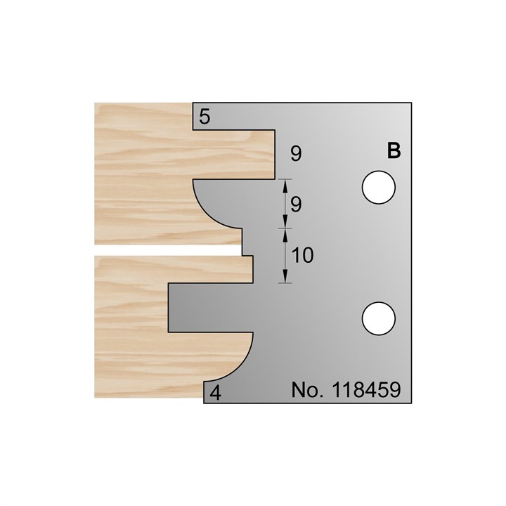 5 x 9mm Kitchen Door Profile Cutter in HSS - 118459C