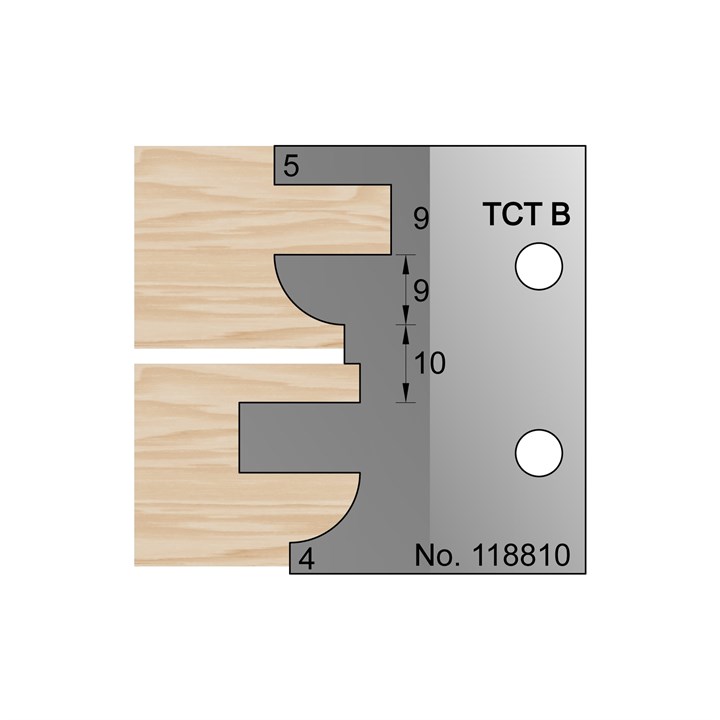 5 x 9mm Kitchen Door Profile Cutter in TCT - 118810C