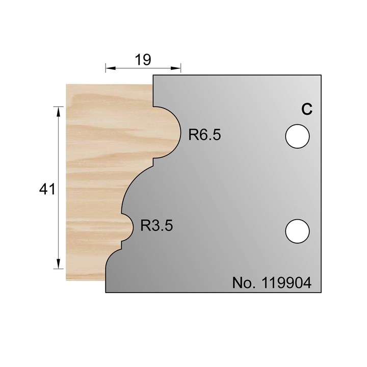 41 x 19mm Bolection Profile Cutter in HSS - 119904