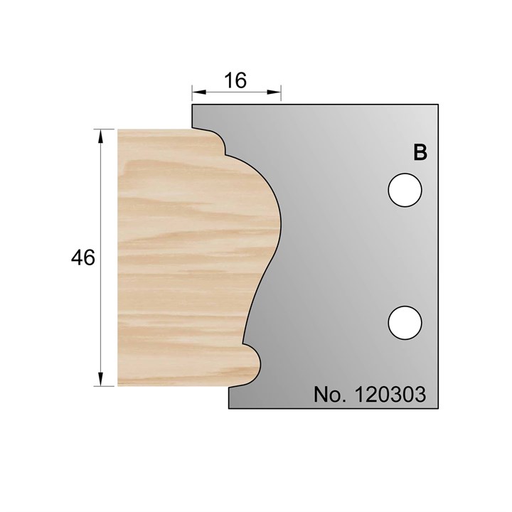 46 x 16mm Handrail Profile Cutter in HSS - 120303