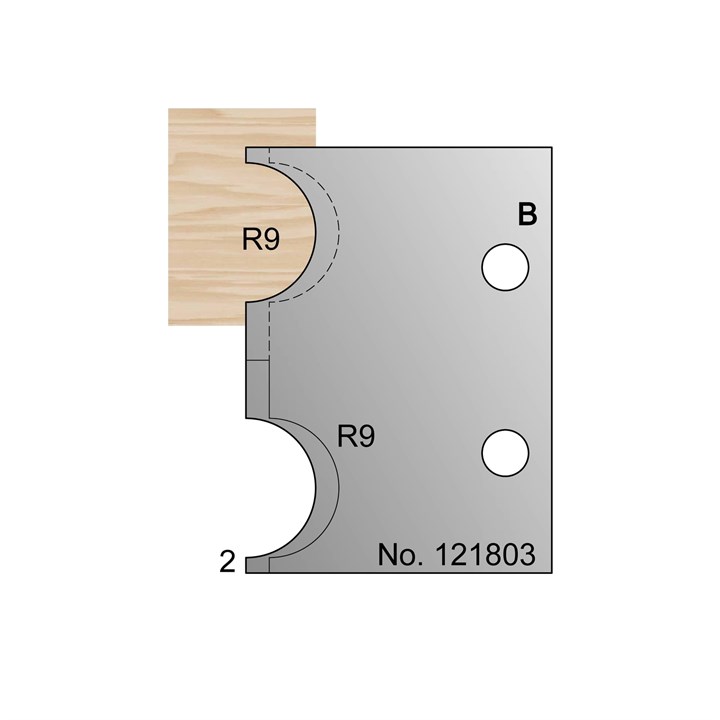 18mm Dia (R9) Cockbead Profile Cutter w/ 2mm Quirk - 121803
