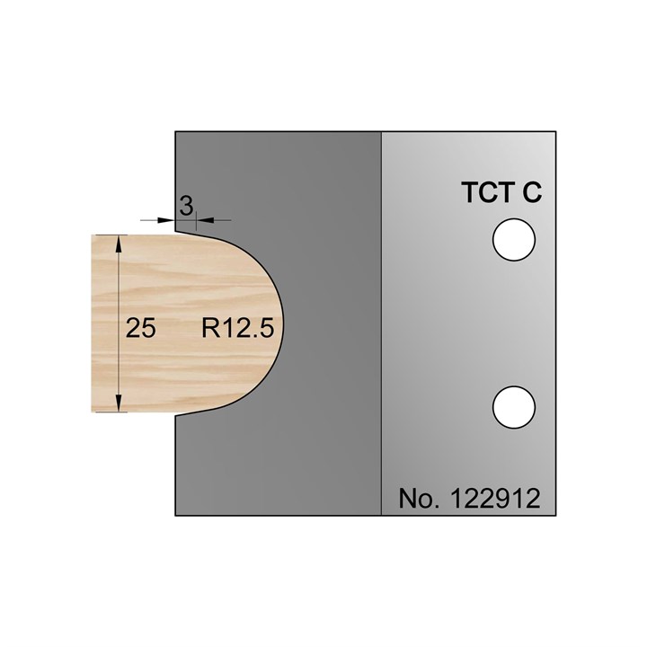 25mm Dia (R12.5) Bullnose Profile Cutter in TCT - 122912