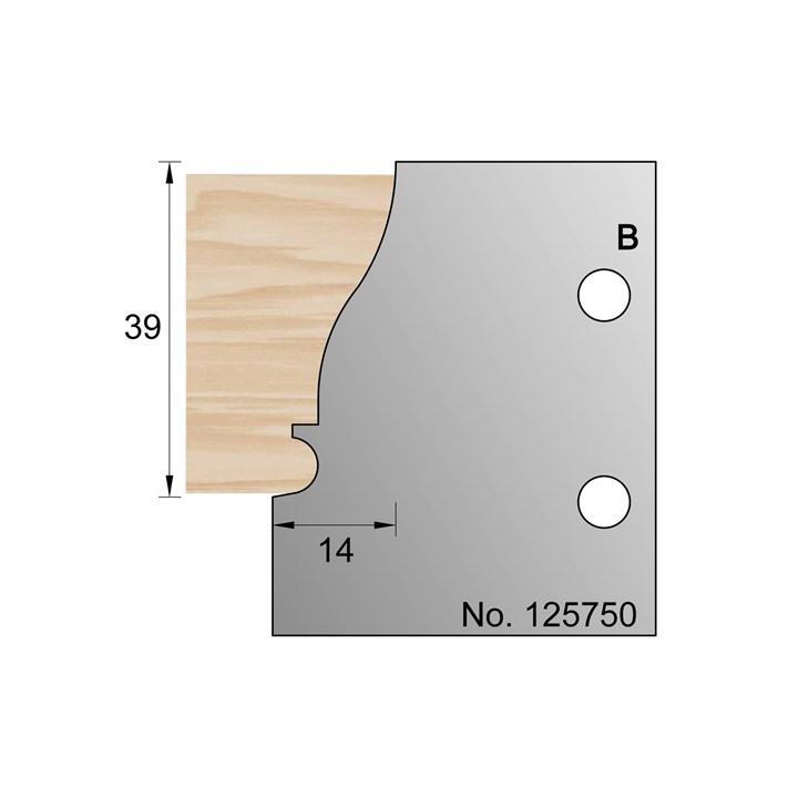 39 x 14mm Architrave Profile Cutter in HSS - 125750