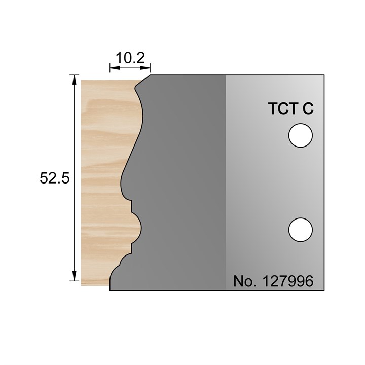 52.5 x 10.2mm Architrave Profile Cutter in TCT - 125796