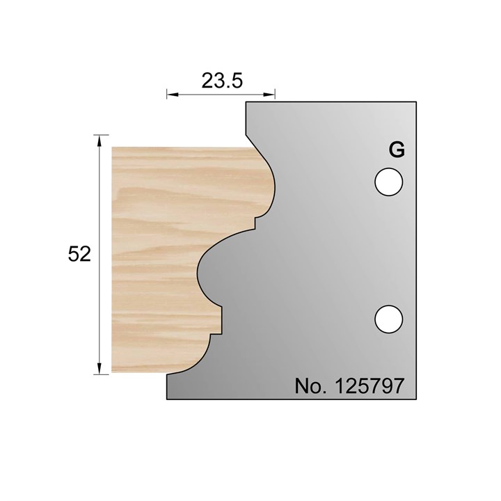52 x 23.5mm Architrave Profile Cutter in HSS - 125797