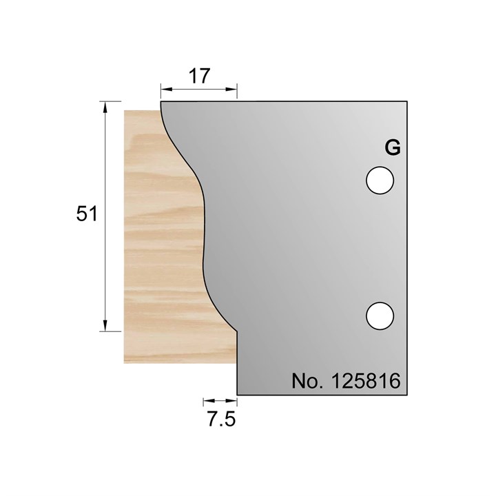 51 x 17mm Lambs Tongue & OGEE Profile Cutter in HSS - 125816