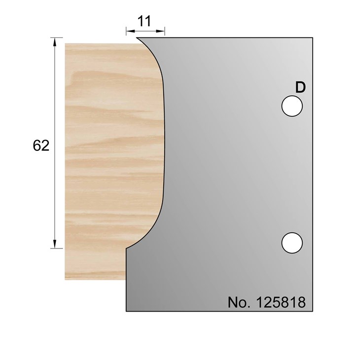 62 x 11mm Skirting Profile Cutter in HSS - 125818