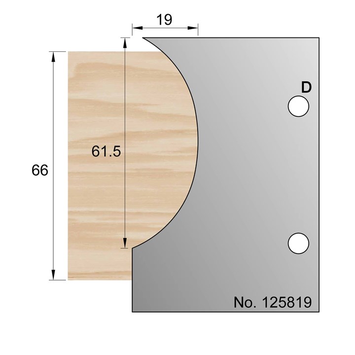 61.5 x 19mm Skirting Profile Cutter in HSS - 125819