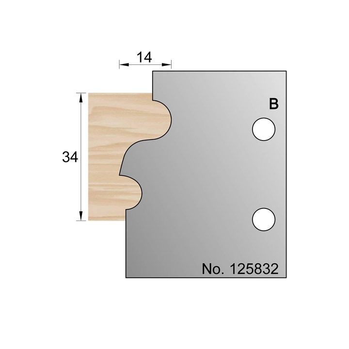 34 x 14mm Lambs Tongue & OGEE in HSS - 125832