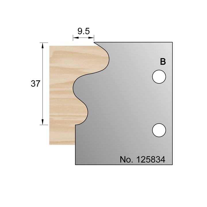37 x 9.5mm Architrave Profile Cutter in HSS - 125834