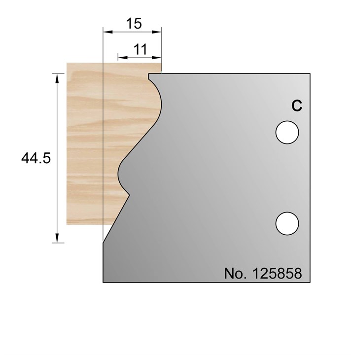 44.5 x 15mm Architrave Profile Cutter in HSS - 125858