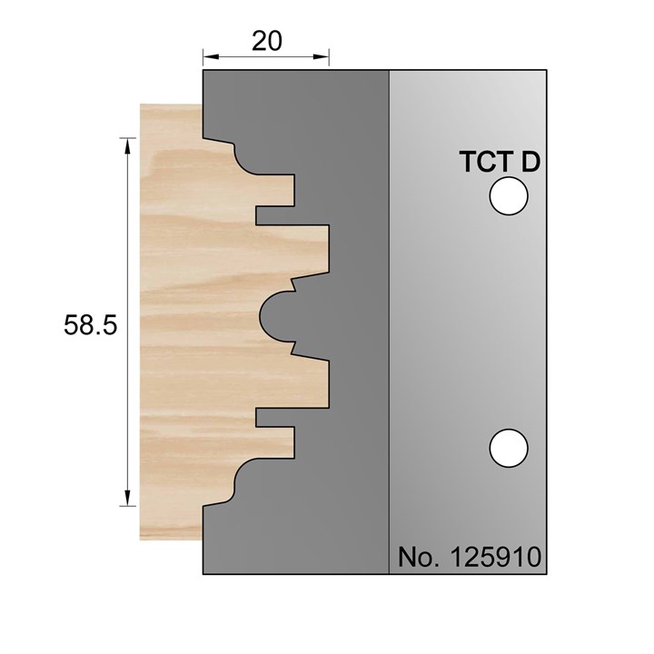 58.5 x 20mm Decorative Profile Cutter in TCT - 125910