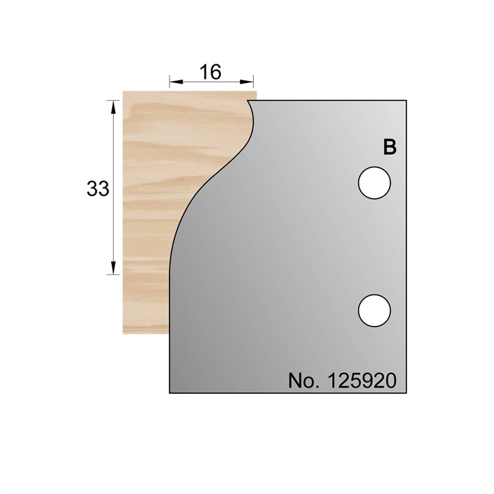 33 x 16mm Lambs Tongue & OGEE Profile Cutter in HSS - 125920