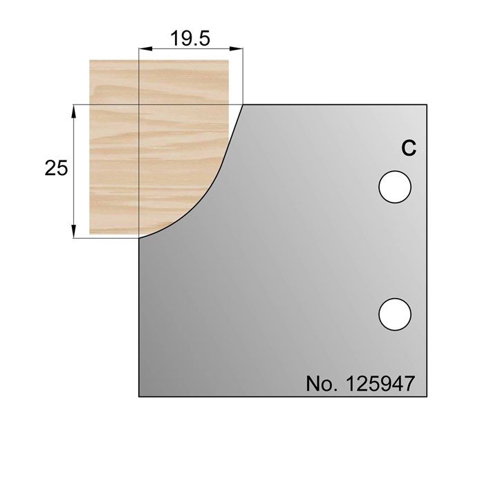 25 x 19.5mm Ovolo Profile Cutter in HSS - 125947