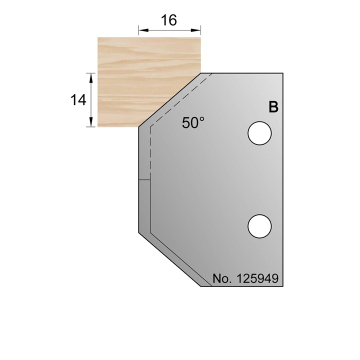 50 Degrees 14 x 16mm Skirting Profile Cutter in HSS - 125959