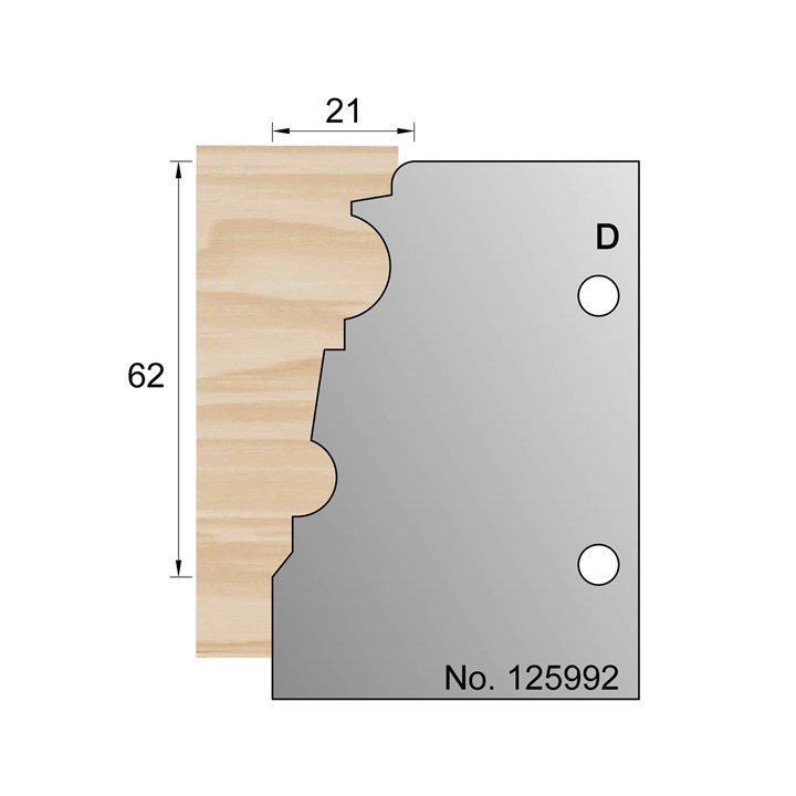 62 x 21mm Skirting Profile Cutter in HSS - 125992