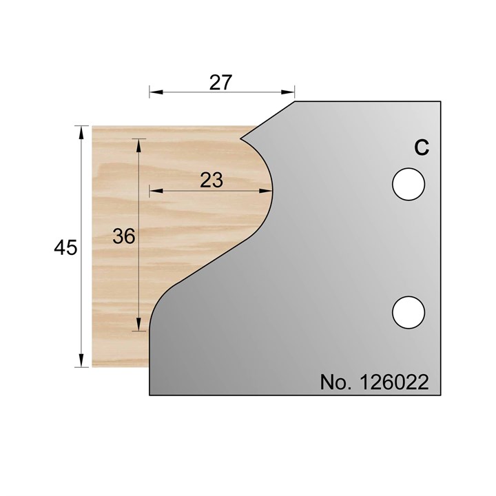 45 x 23mm Lambs Tongue Profile Cutter in HSS - 126022