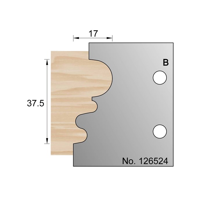 37.5 x 17mm Bolection Profile Cutter in HSS - 126524