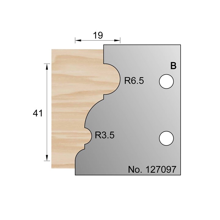 41 x 19mm Bolection Profile Cutter in HSS - 127097