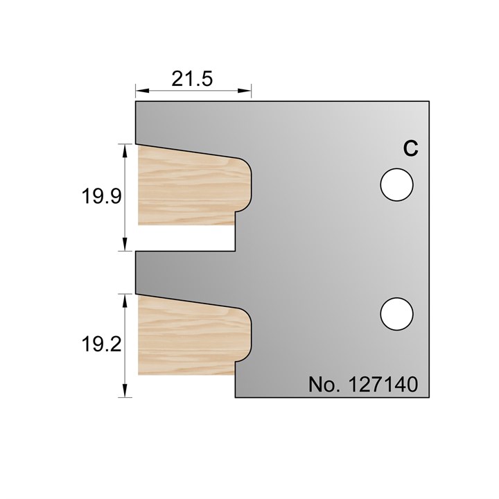19.9 & 19.2 x 21.5mm Glazing Bead Profile Cutter in HSS - 127140