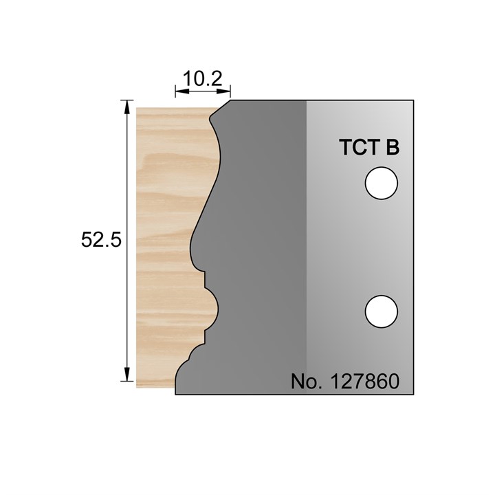 52.5 x 10.2mm Architrave Profile Cutter in TCT - 127860