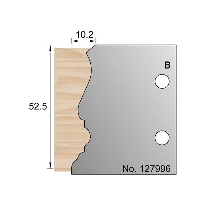 52.5 x 10.2mm Architrave Profile Cutter in HSS - 127996
