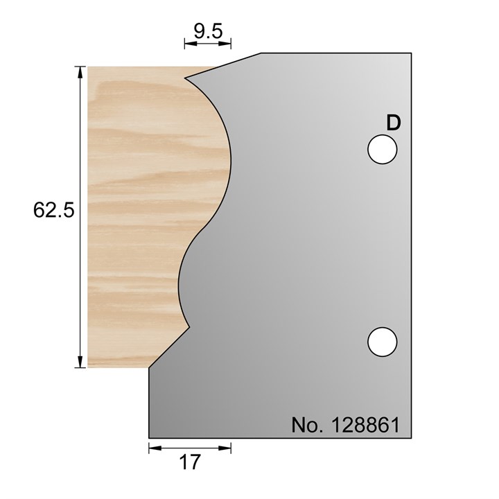 62.5 x 17mm Horn Profile Cutter in HSS - 128861