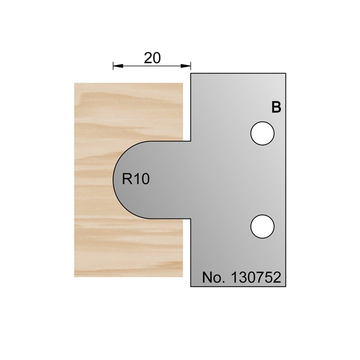 R10 (20mm Deep) Radius Profile Cutter in HSS - 130752