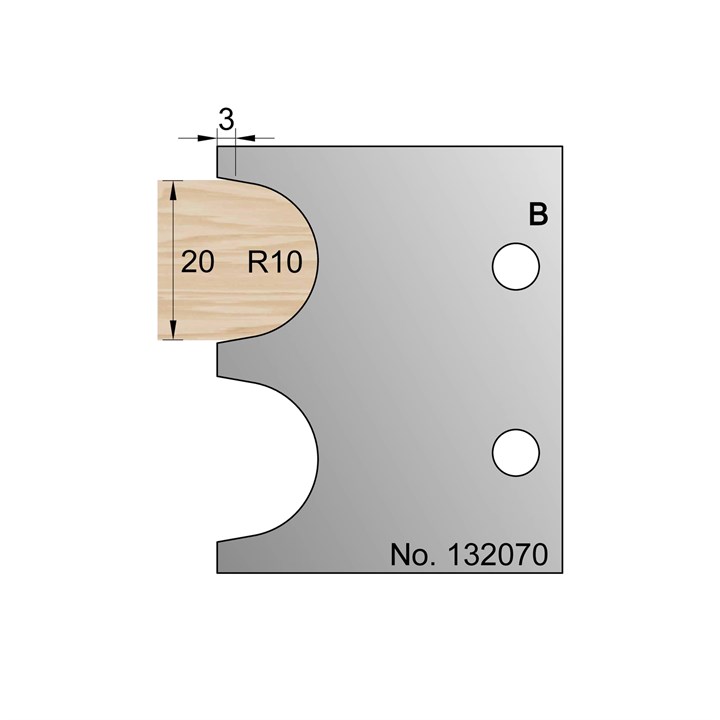 20mm Dia (R10) Bullnose Profile Cutter in HSS - 132070