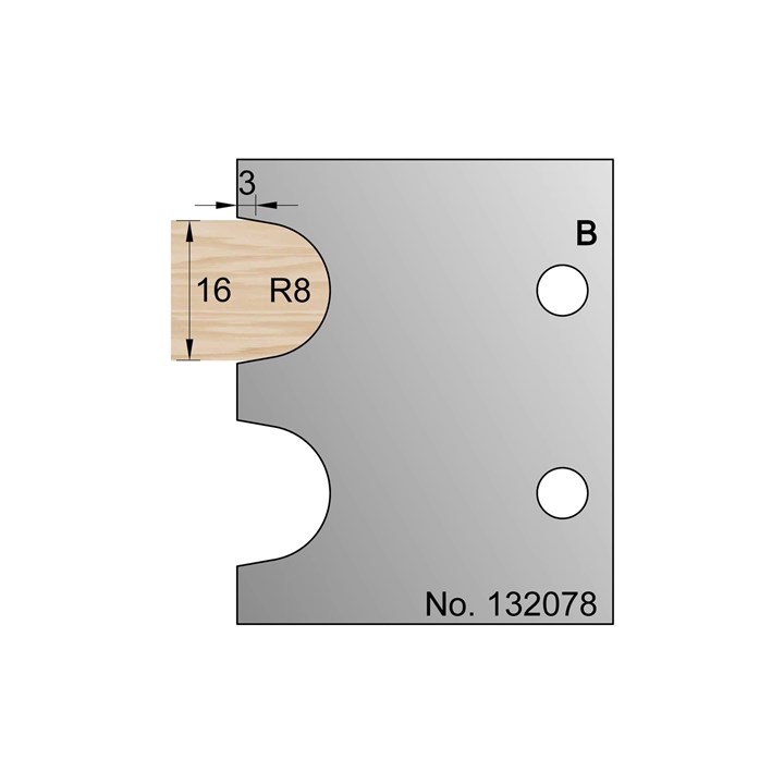 16mm (R8) Bullnose Profile Cutter in HSS - 132078