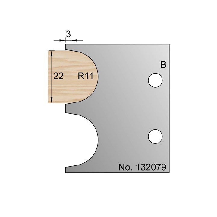 22mm (R11) Bullnose Profile Cutter in HSS - 132079