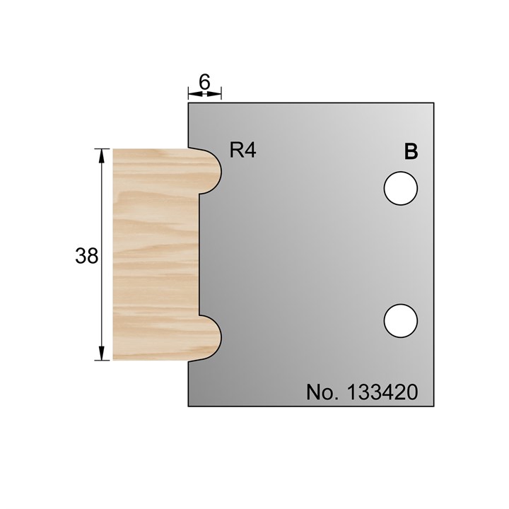 38 x 6mm (R4) Decorative Profile Cutter in HSS - 133420