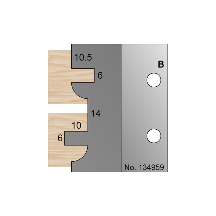 10.5 & 6 x 10mm Kitchen Door Profile Cutter in TCT - 134959