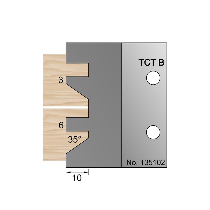 6 x 10mm Kitchen Door Profile Cutter in TCT - 135102