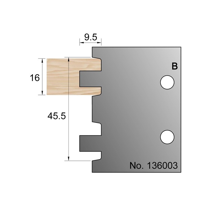45.5 x 9.5mm T & G Profile Cutter in HSS - 136003