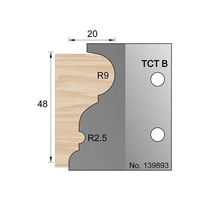 20 x 48mm Bolection Profile Cutters in TCT - 139893