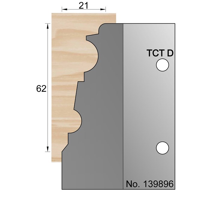 62 x 21mm Bolection Profile Cutter in TCT - 139896