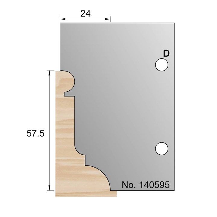 57.5 x 24mm Bolection Profile Cutter in HSS - 140595