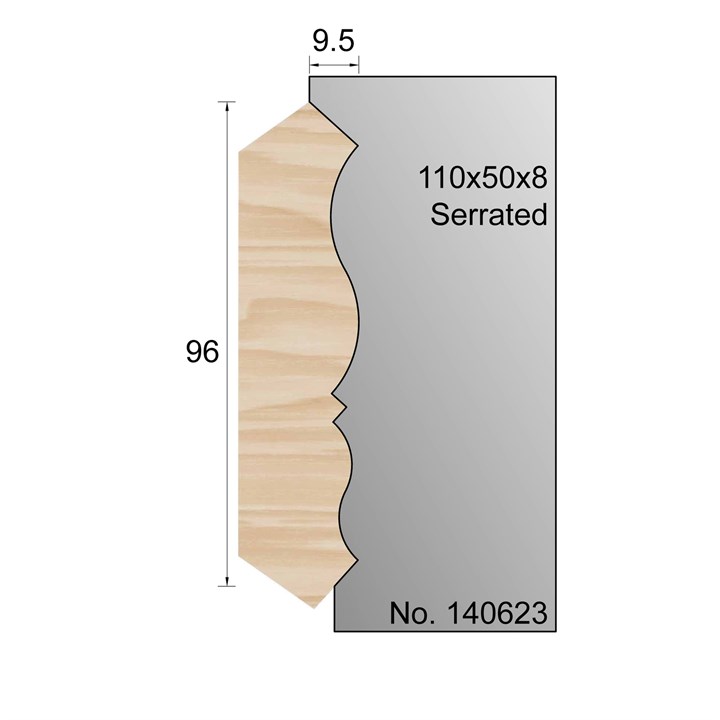96 x 9.5mm Cornice Profile Cutter in HSS - 140623