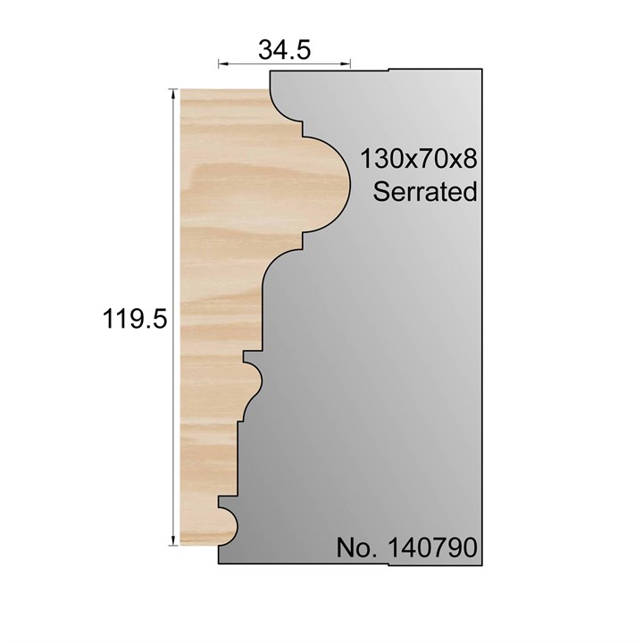 119.5 x 34.5mm Skirting Profile Cutter in HSS - 140790
