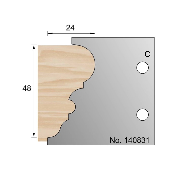 48 x 24mm Bolection Profile Cutter in HSS - 140831