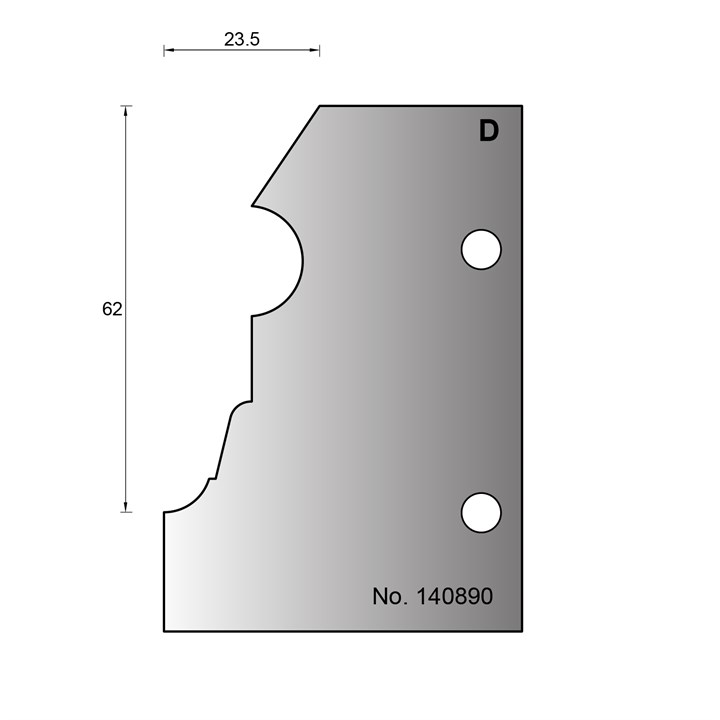 62 x 23.5mm Horn Skirting Profile Cutter in HSS - 140890